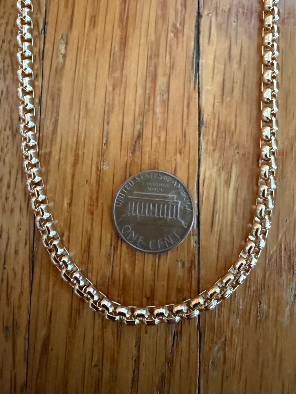 Gold box link chain necklace